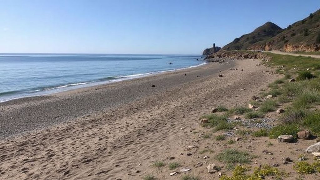 Vista de Playa de Perros El Perulejo desde la orilla, Mojácar
