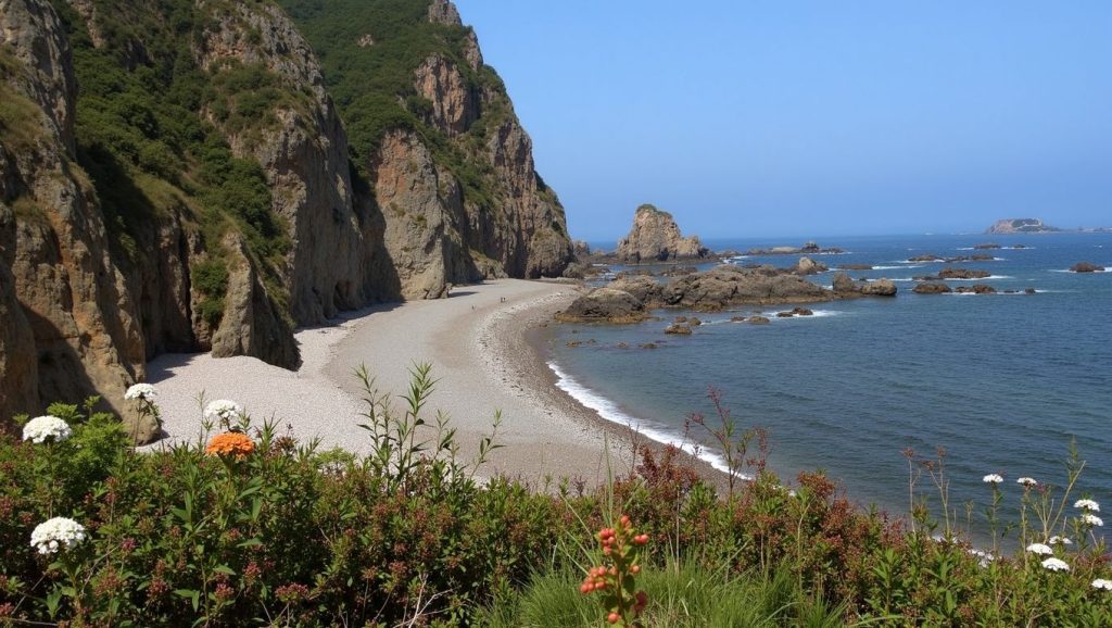 Panorámica de Playa de Pluminero o Quintana, Asturias