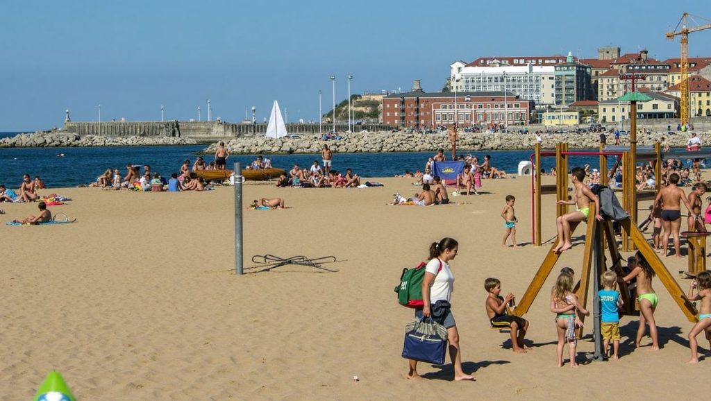 Panorámica de Playa de Poniente, Asturias
