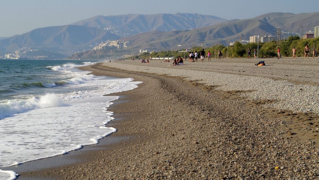 Amplio horizonte marino en Playa de Poniente de Motril, Motril