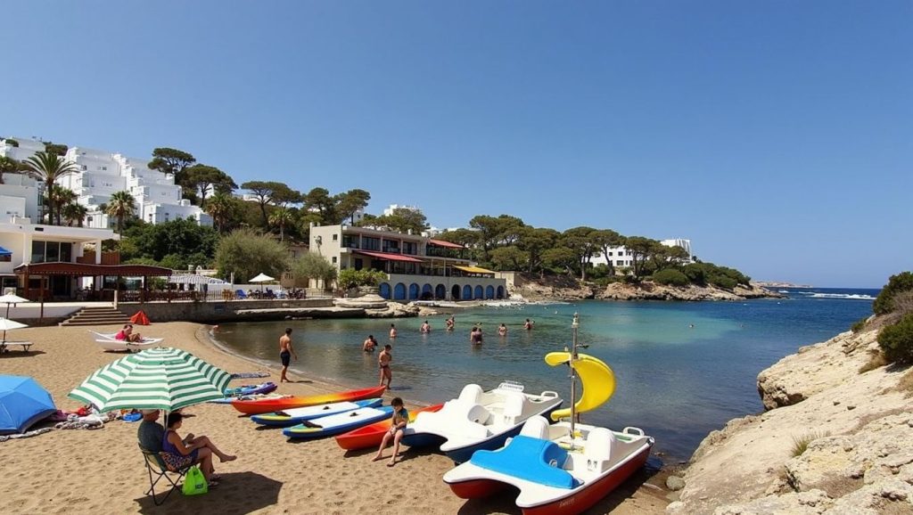 Oleaje en la orilla de Playa de Portinatx, costa de Sant Joan de Labritja