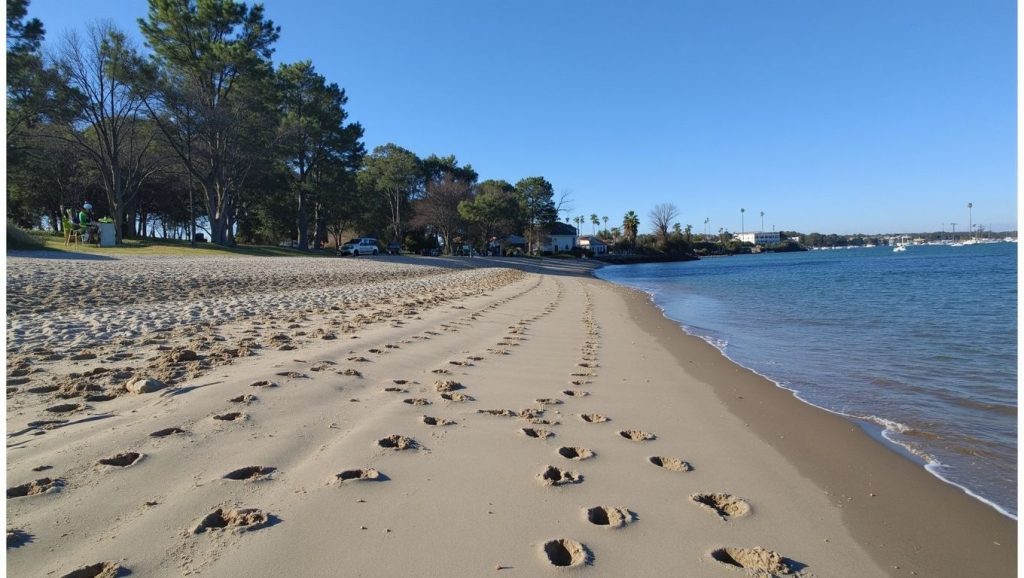 Arena y orilla en Playa de Río San Pedro, Puerto Real, Cádiz