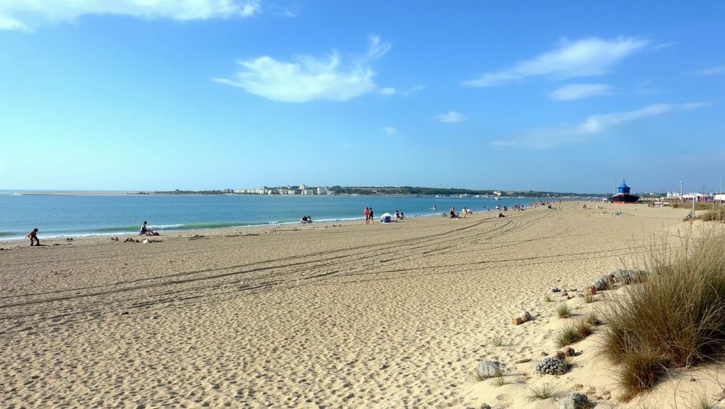 Panorámica completa de Playa de Sancti Petri, playa de Chiclana de la Frontera