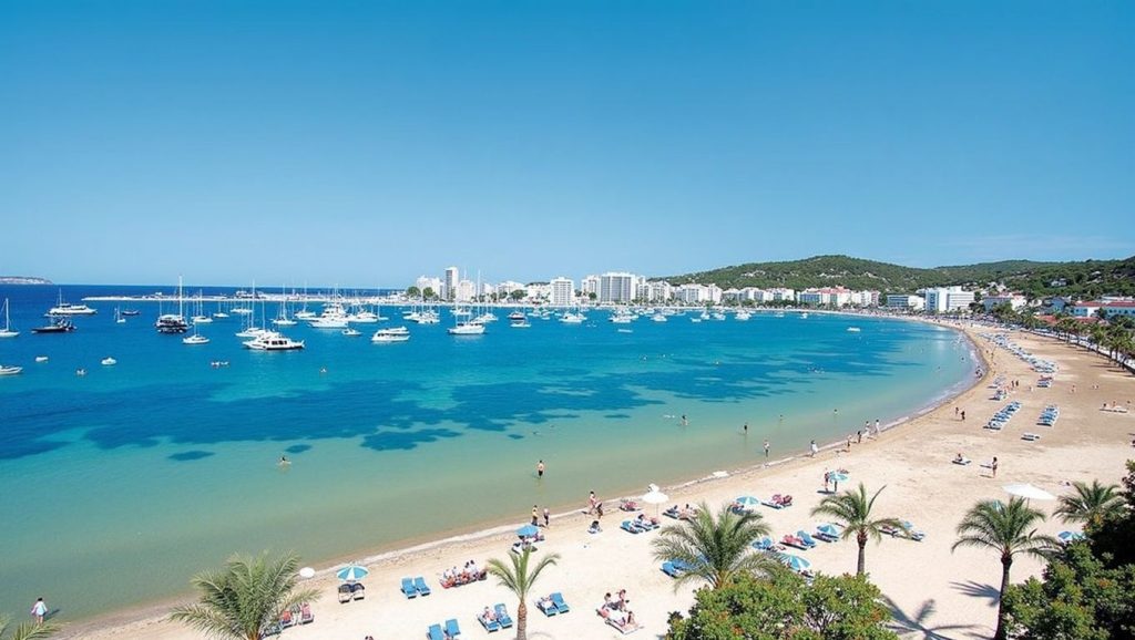 Playa de Playa de Sant Antoni, Sant Antoni de Portmany, costa de Ibiza