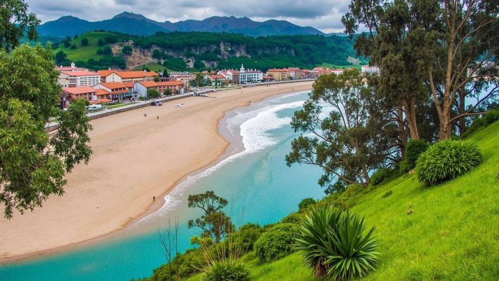 Olas y surf en Playa de Vega, Ribadesella/Ribeseya (Asturias)