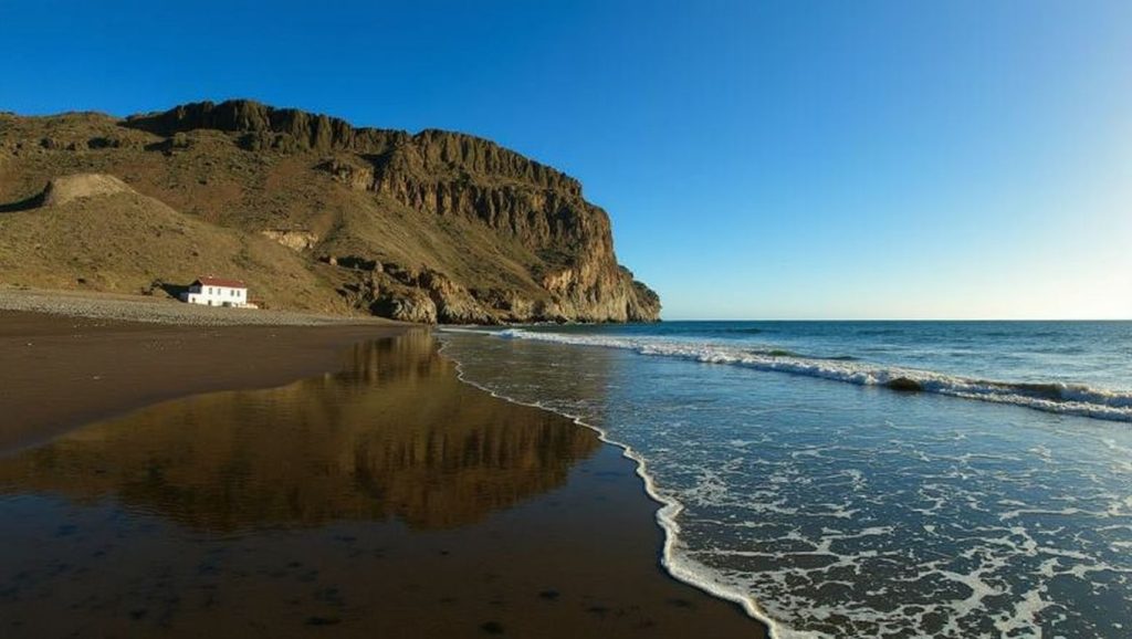 Arena volcánica de Playa de Veneguera, Mogán (Gran Canaria)