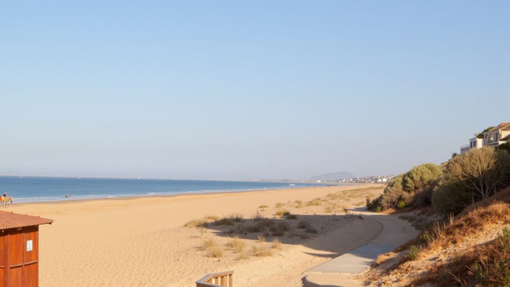 Primer plano de la orilla de Playa del Arenosillo, Moguer