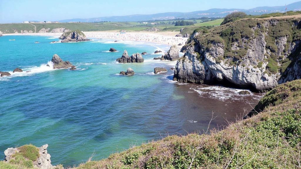 Olas y surf en Playa del Cuerno, Asturias (Asturias)