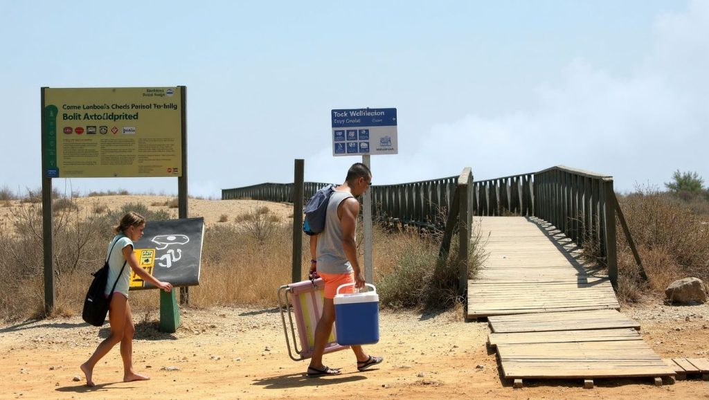 Panorámica completa de Playa del Espigón (Juan Carlos I), playa de Huelva