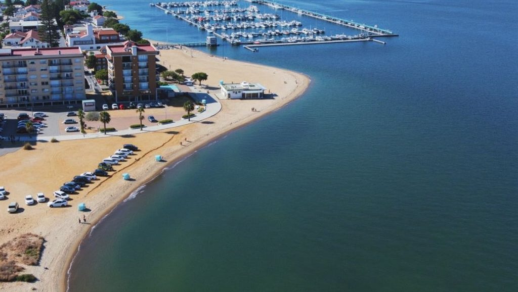 Orilla de Playa del Hoyo con olas suaves en Isla Cristina