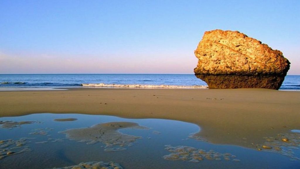 Panorámica completa de Playa del Parque Litoral, playa de Isla Cristina