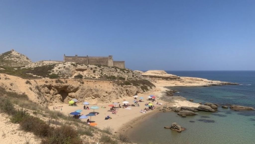 Detalle de arena y agua en Playa del Playazo de Rodalquilar, Níjar