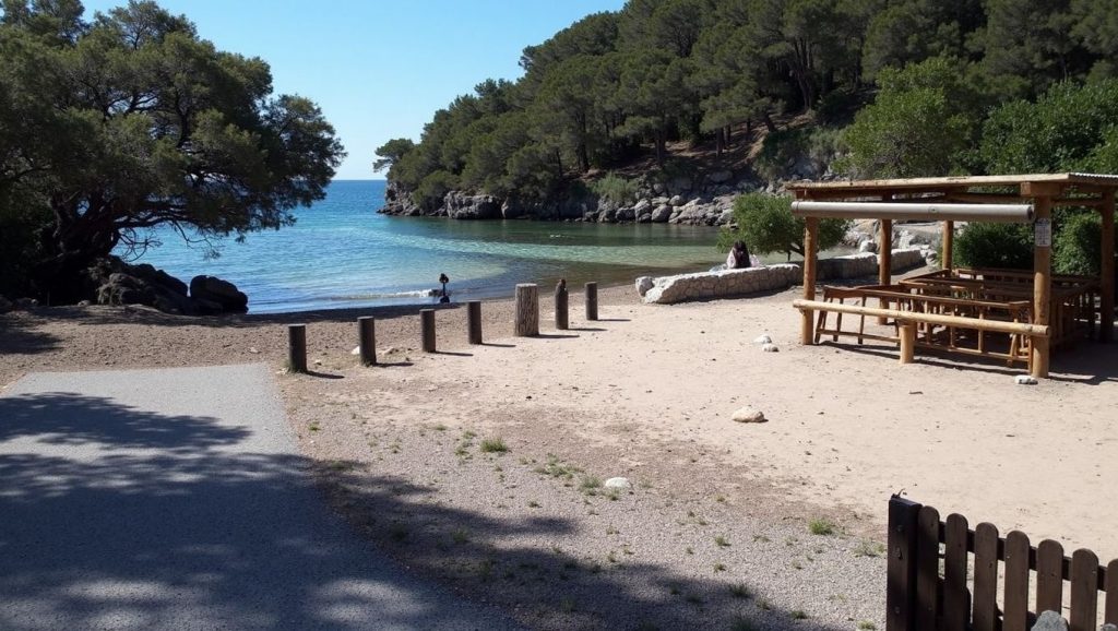 Orilla de Playa des Canar con olas suaves en Santa Eulàlia des Riu
