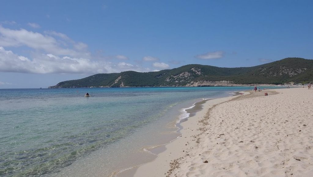 Panorámica de Playa des Cavallet con cielo despejado, Eivissa