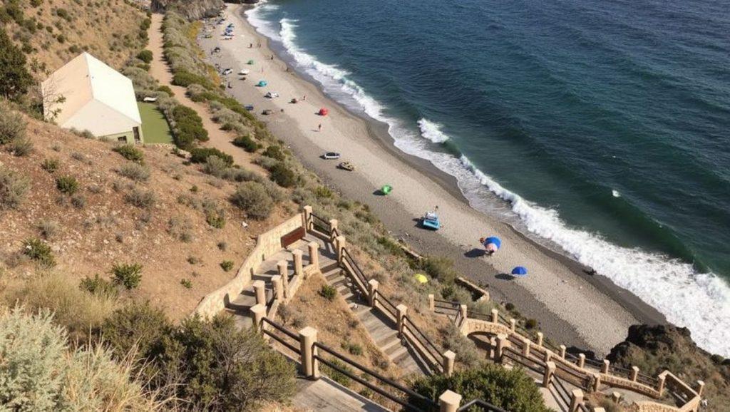 Vista amplia de Playa El Cable (Playa Can de Motril) en Motril, Granada