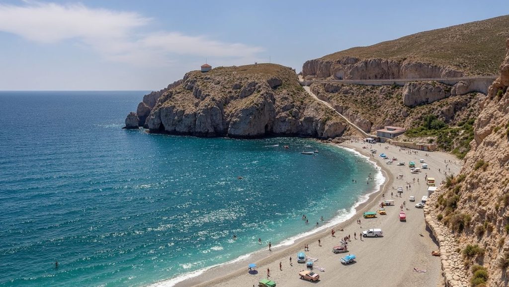 Amplio horizonte marino en Playa El Cambrón, Salobreña