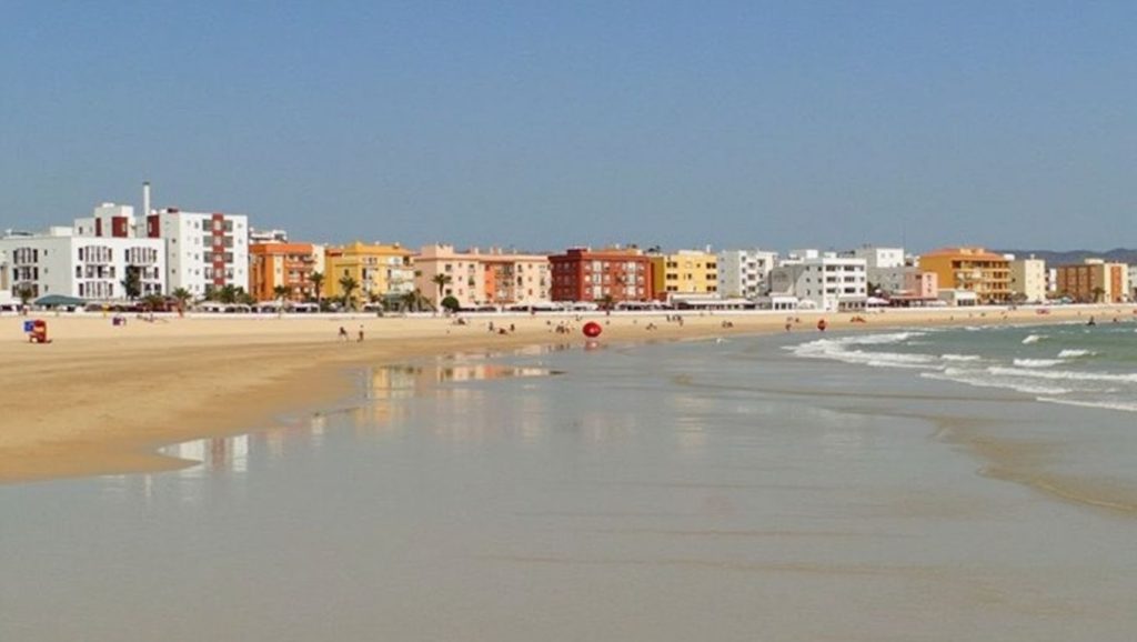 Arena y mar en Playa El Carmen, Barbate, Cádiz