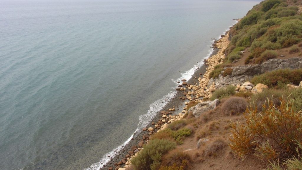 Panorámica de Playa El Cuervo con arena y mar, Albuñol