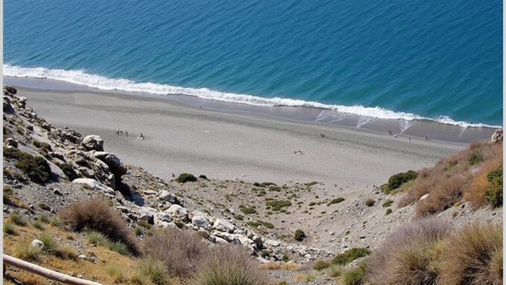 Orilla tranquila de Playa El Ruso, playa de Albuñol