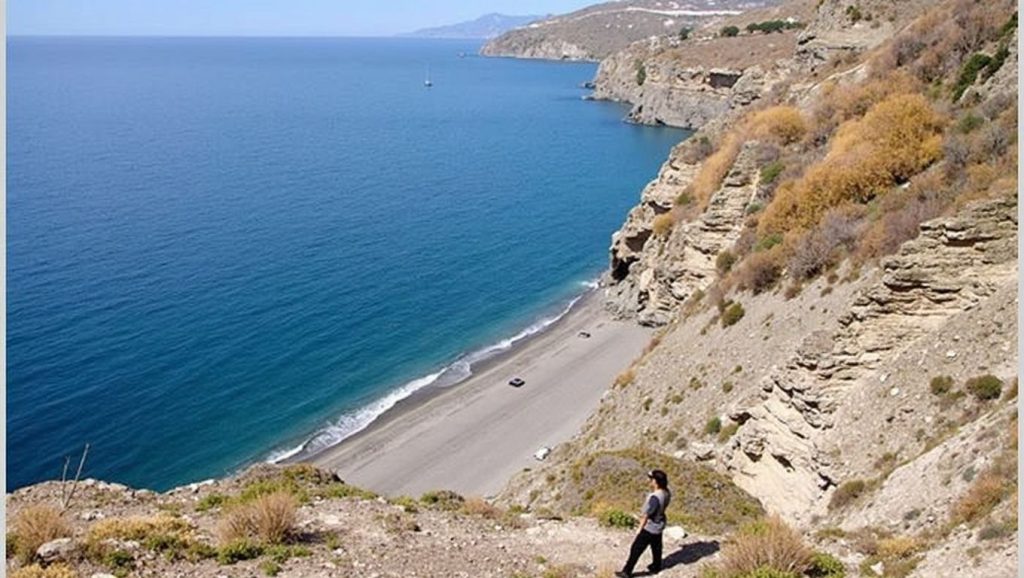 Vista amplia de Playa El Ruso en Albuñol, Granada