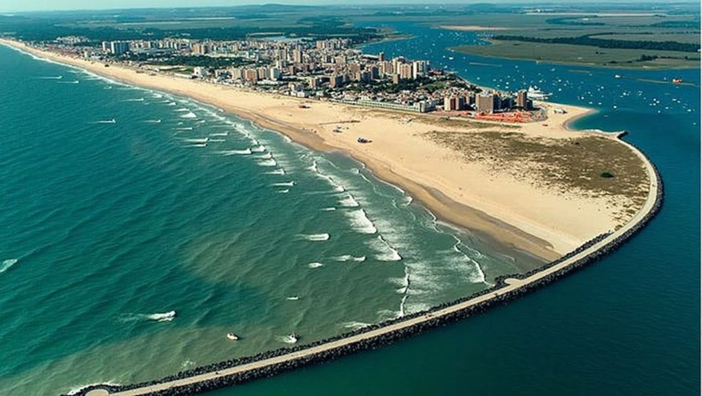 Panorámica de Playa Icona / Pesmar con cielo despejado, Isla Cristina