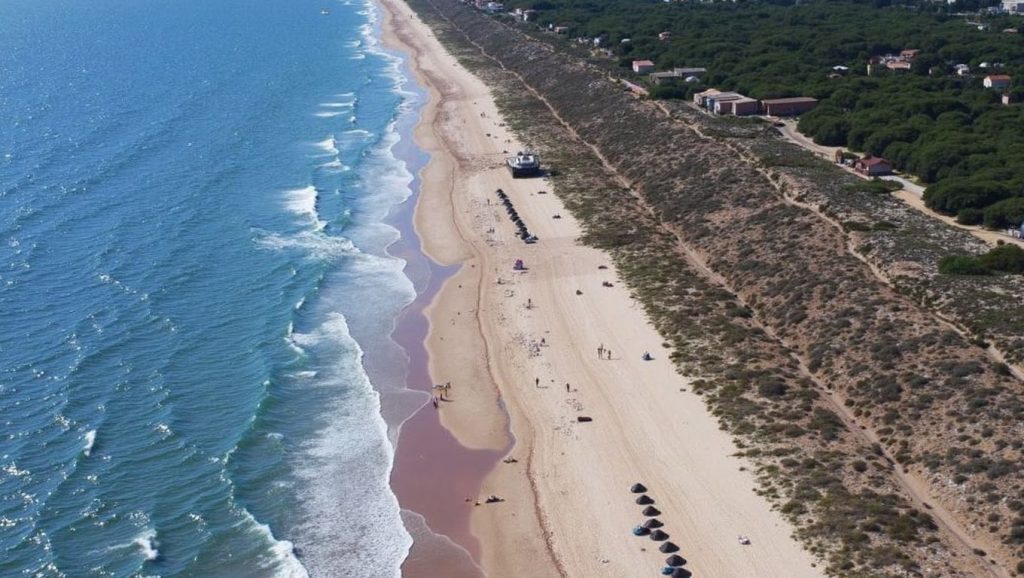 Olas rompiendo en Playa Icona / Pesmar, Isla Cristina