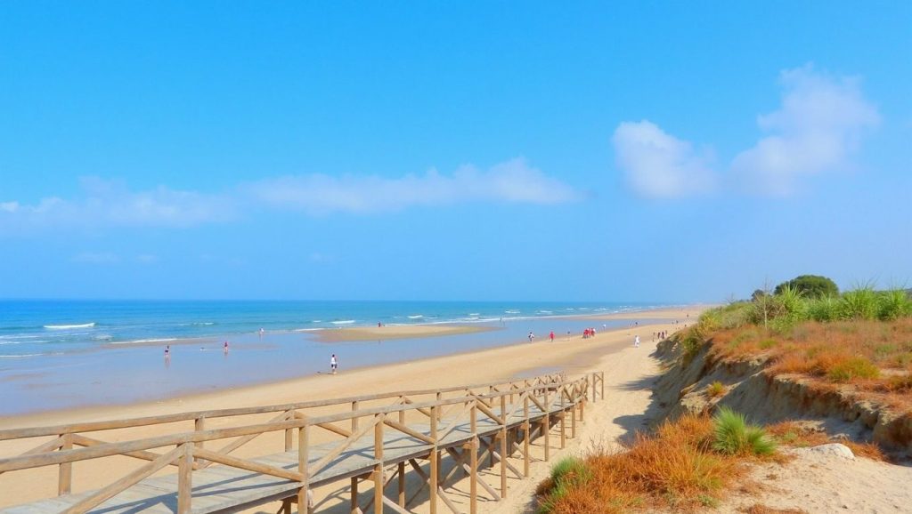 Amplio horizonte marino en Playa La Ballena, Rota