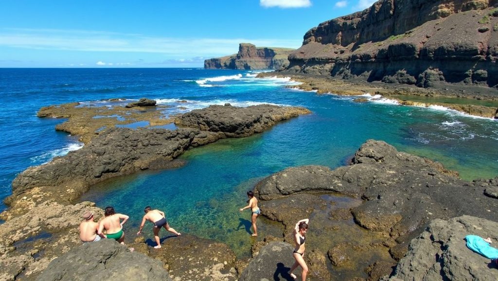 Aguas de Playa La Caleta en Agaete (Gran Canaria)