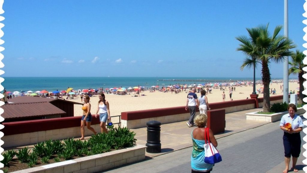 Detalle de arena y agua en Playa La Regla, Chipiona
