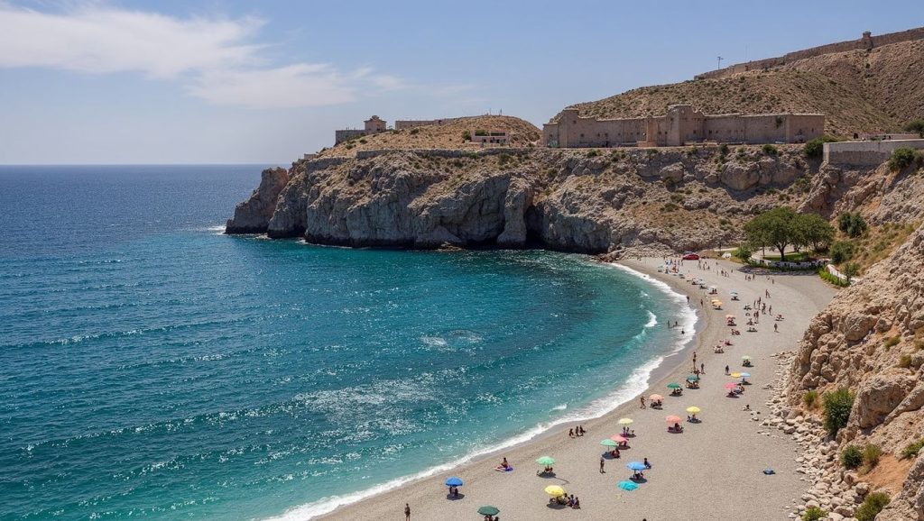 Detalle del agua en Playa de Perros La Veintiuna, Almuñécar, Granada
