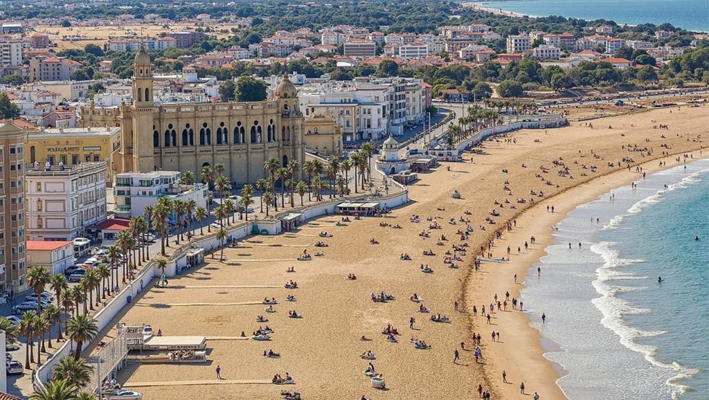 Amplio horizonte marino en Playa Las Canteras, Chipiona