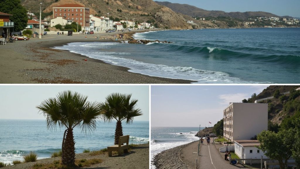 Arena y mar en Playa Los Yesos, Sorvilán, Granada