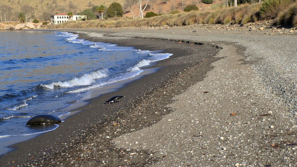 Playa Melicena desde la arena, Sorvilán, Granada