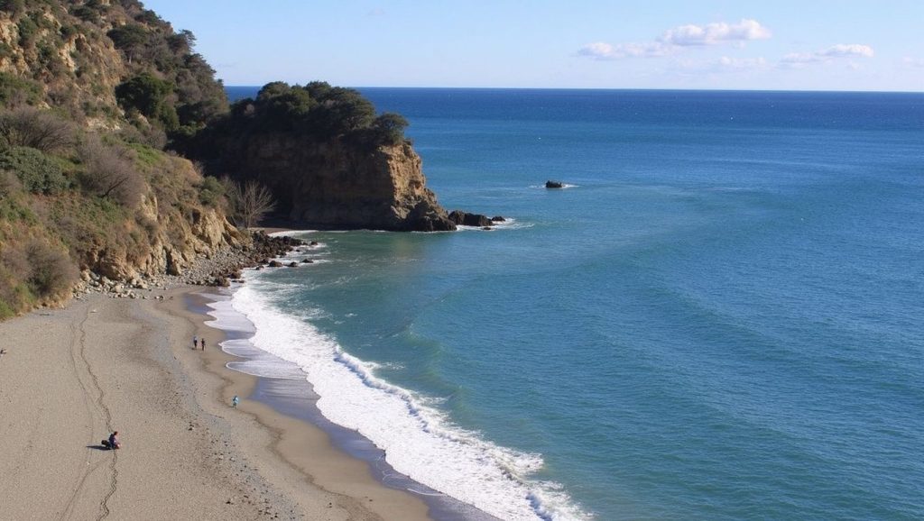 Olas rompiendo en Playa Nudista de Las Alberquillas de Nerja, Nerja