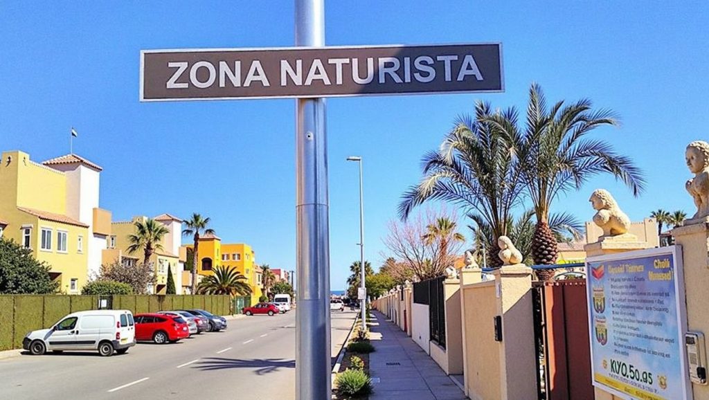 Detalle de arena y agua en Playa Nudista de Vera, Vera