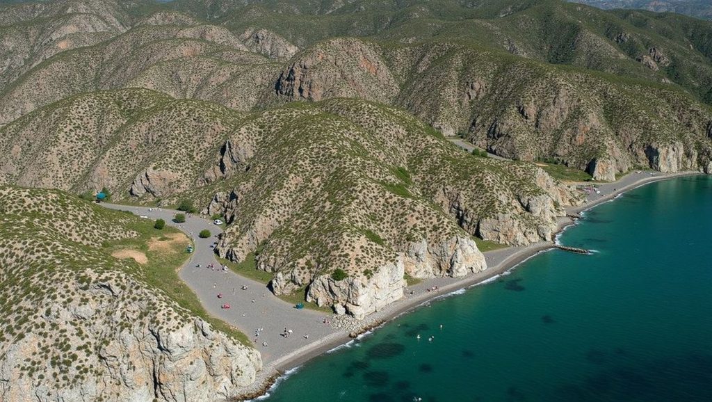 Vista amplia de Playa Nudista Las Granatillas en Mojácar, Almería