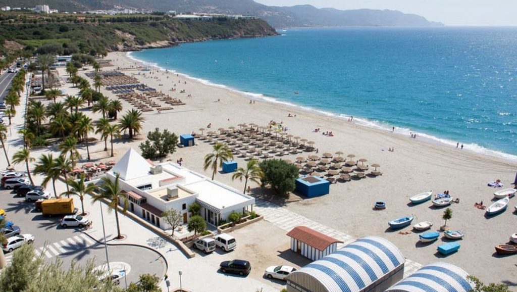 Vista del litoral en Playa Para Campers de Burriana, Nerja