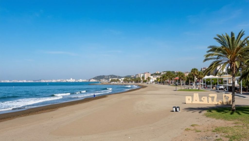 Arena y orilla en Playa Para Perros de El Dedo, Málaga, Málaga