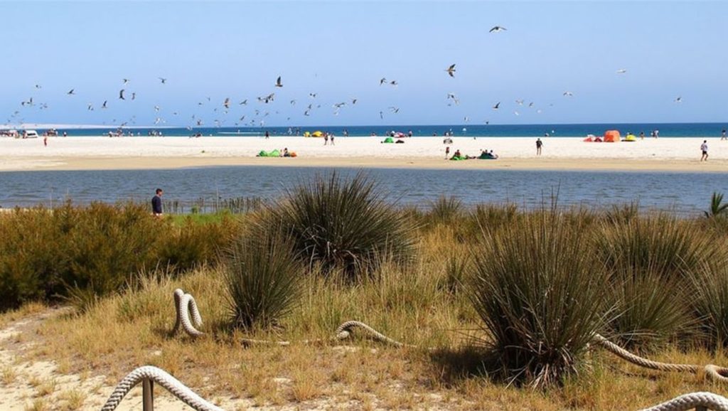 Oleaje en la orilla de Playa Punta Paloma, costa de Tarifa