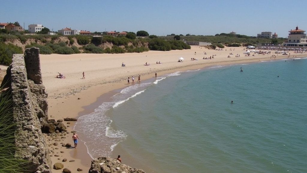 Vista amplia de Playa Santa Catalina en El Puerto de Santa María, Cádiz