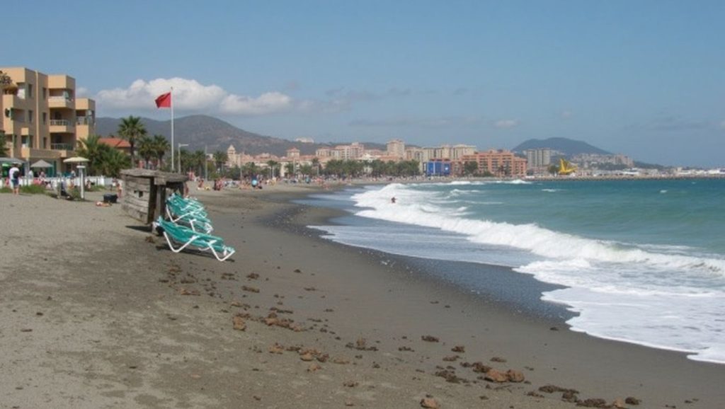 Panorámica completa de Playa Torreguadiaro, playa de San Roque