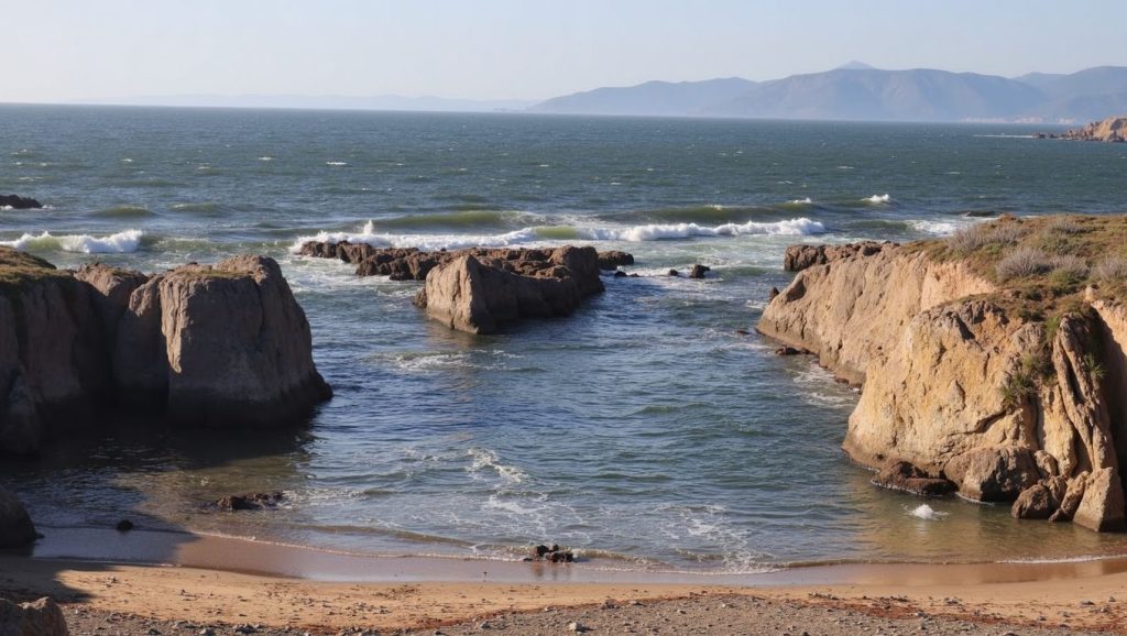 Detalle de arena y agua en Praíña do Demo, Galicia