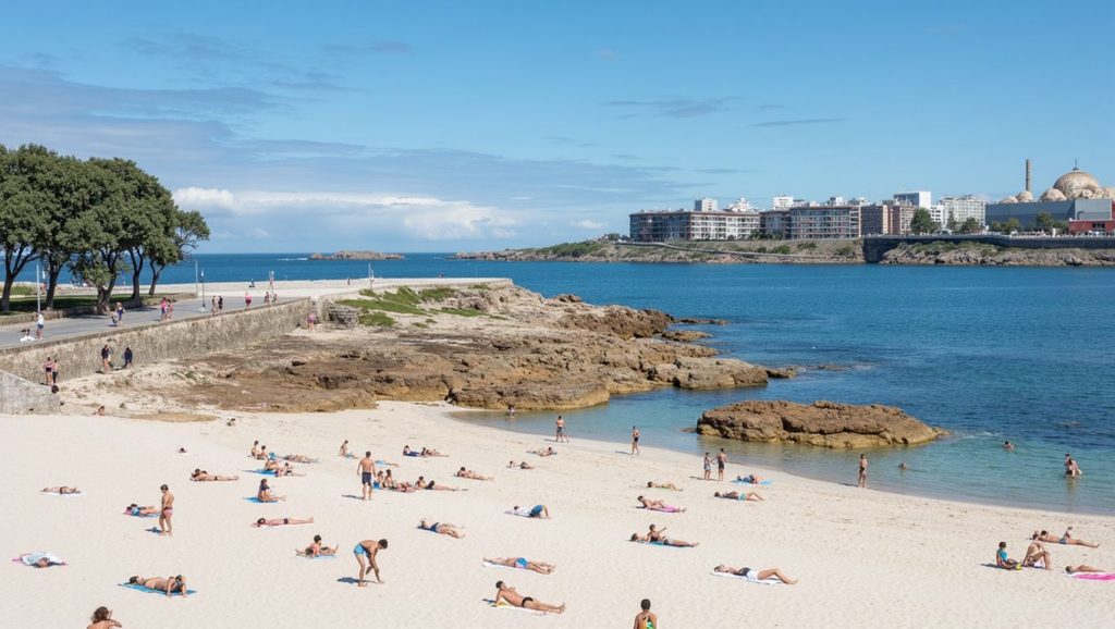 Amplio horizonte marino en Praíña do Demo, Galicia
