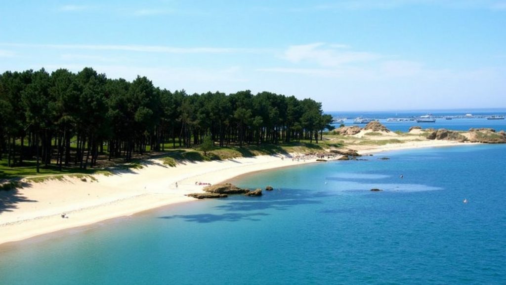 Orilla de Praia da Area da Secada con olas suaves en Galicia