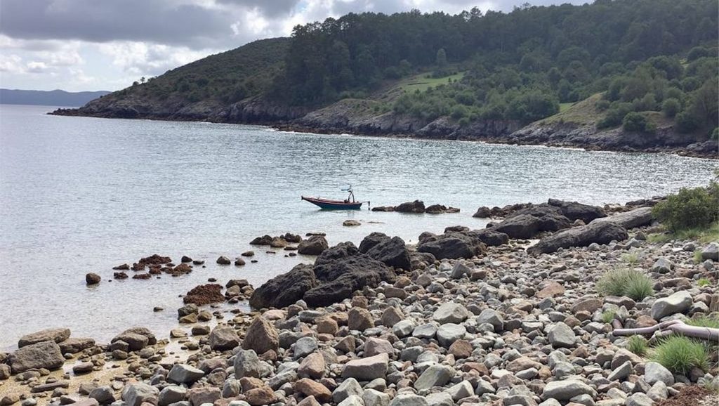 Vista de Praia da Area do Fornelo desde la orilla, Galicia