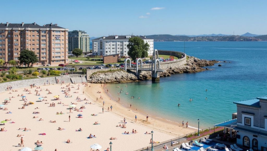Orilla de Praia da Cambra con olas suaves en Ribeira