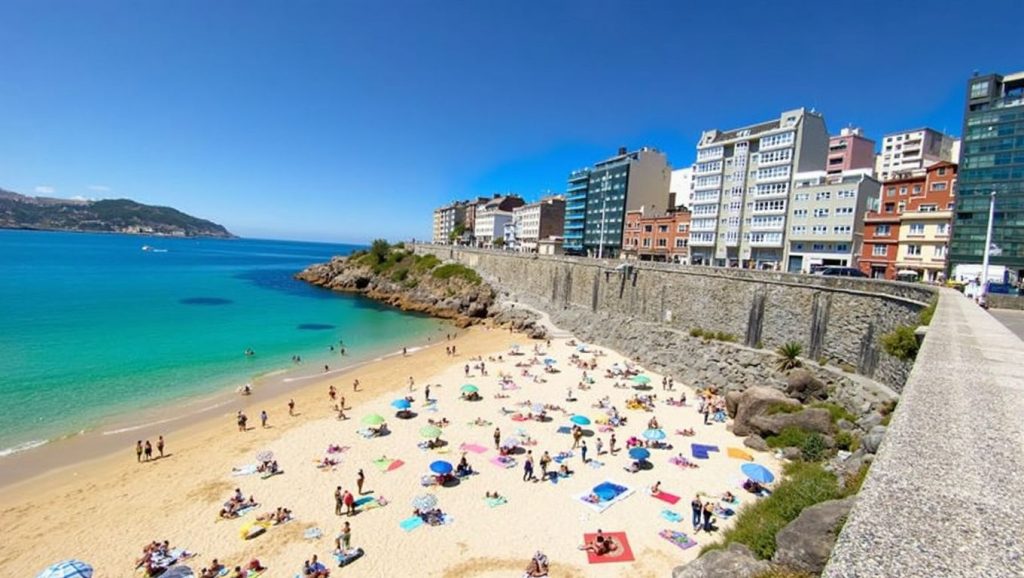 Primer plano de la orilla de Praia da Fontenla, Galicia
