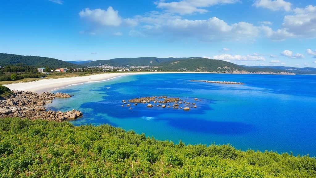Panorámica de Praia da Lagosteira, A Coruña