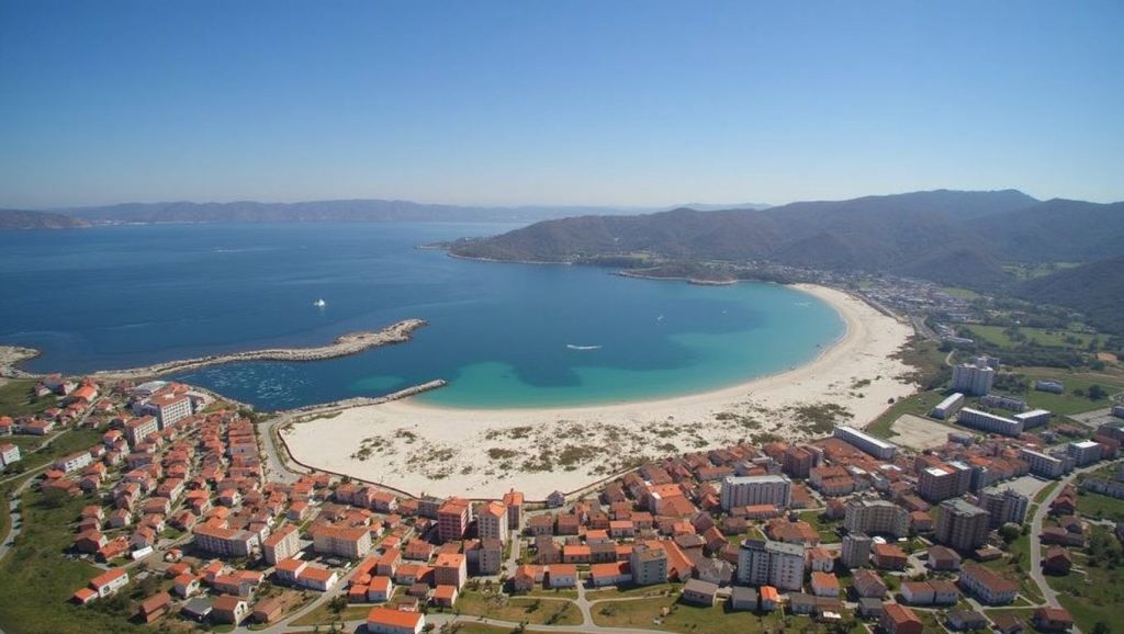 Ría y costa de Praia da Laxe dos Picos en Cangas de Morrazo, Pontevedra