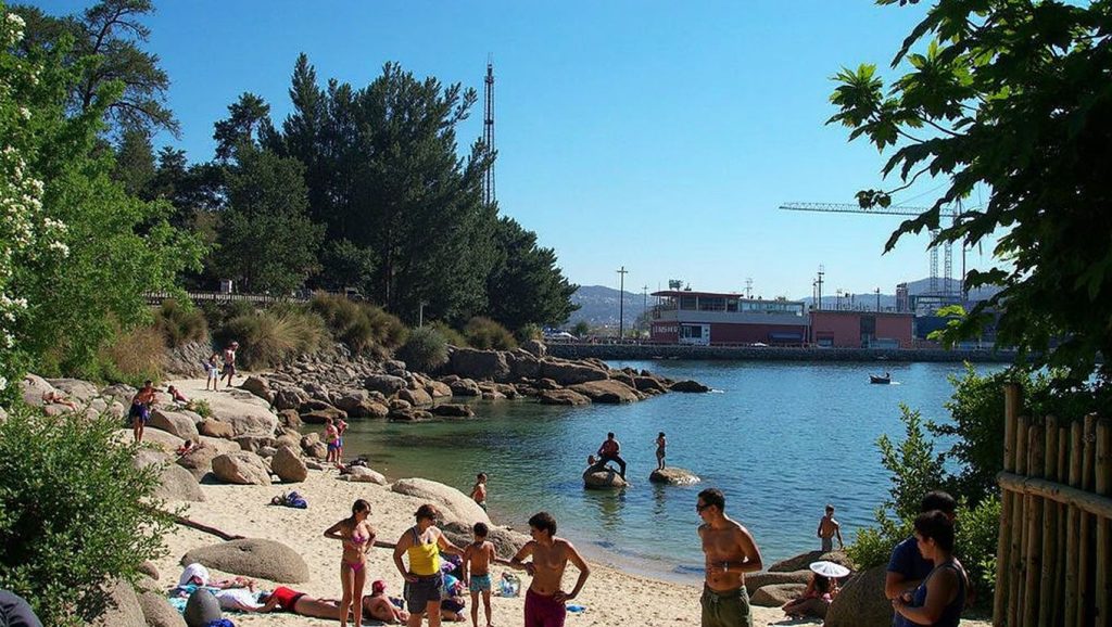 Ría y costa de Praia da Manguiña en Vigo, Pontevedra
